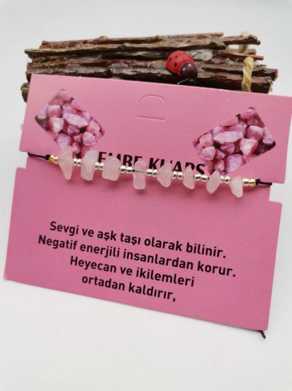 DOĞALTAŞ PEMBE KUARS BİLEKLİK