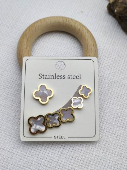 Stainless Steel  Yonca Çoklu Çelik Küpe