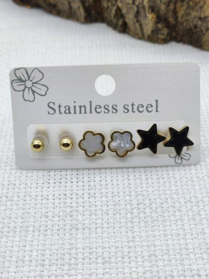 Stainless Steel  Yildizli Çoklu Çelik Küpe